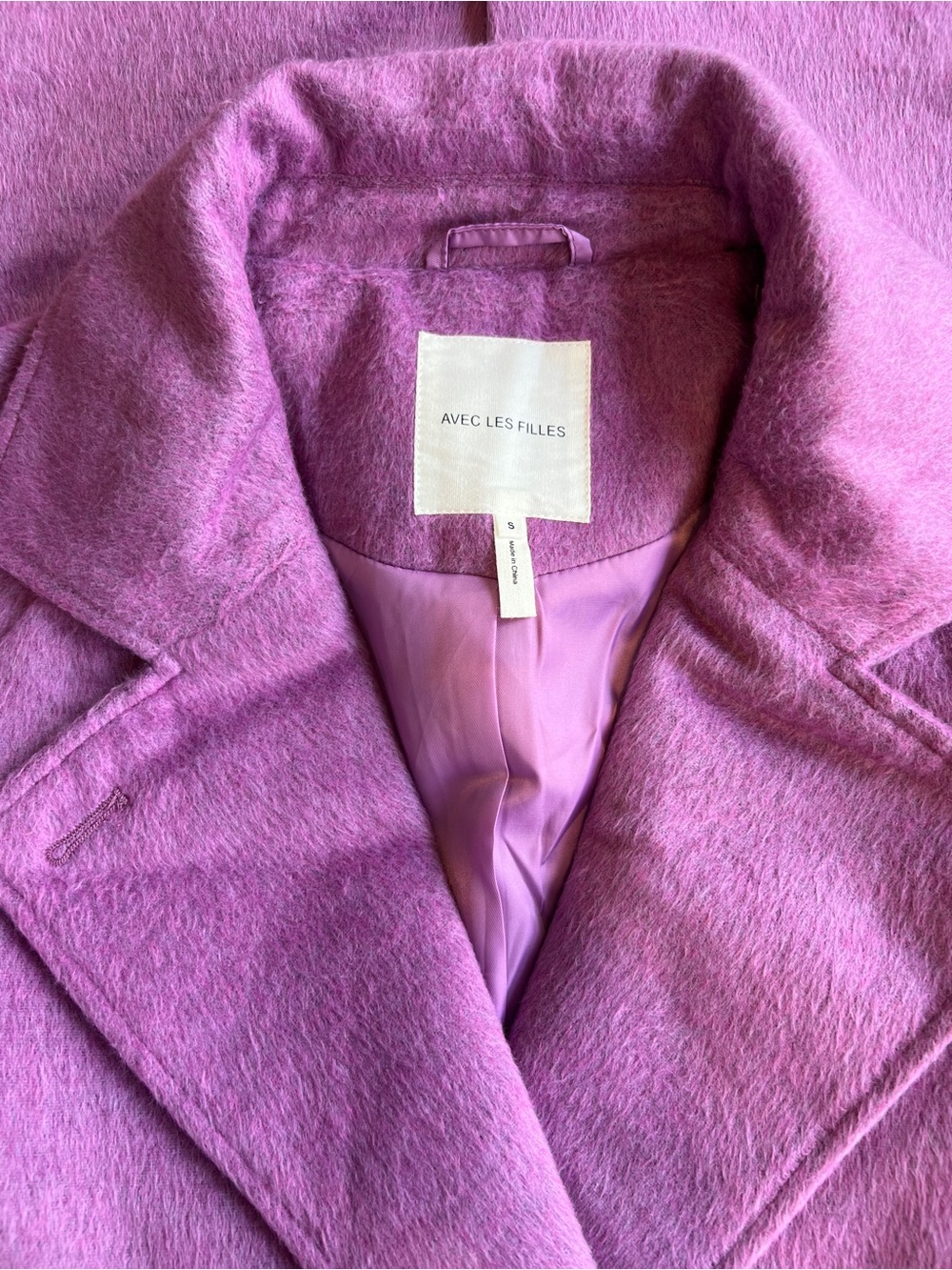Avec Les Filles Pink-Lilac Wool Blend Pea Coat